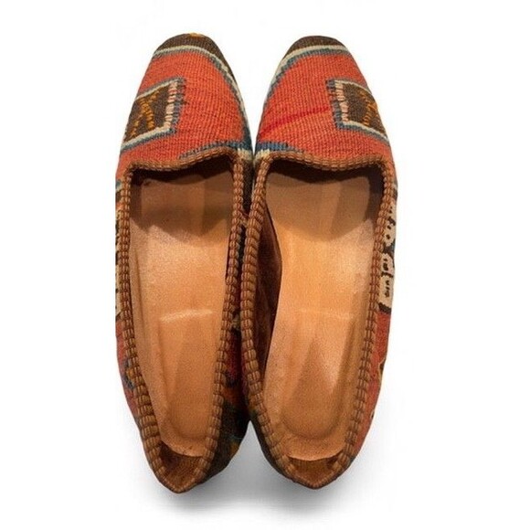 Kilim Loafers Size 8.5 – Boho Textile Handmade Slip-On Flats - Picture 6 of 8